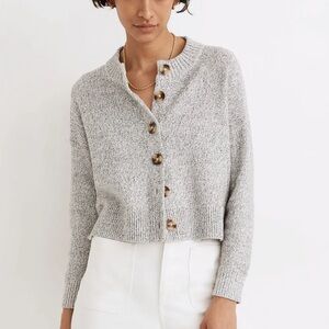 Madewell Grey Marled Cotton Cardigan Sweater XXS
